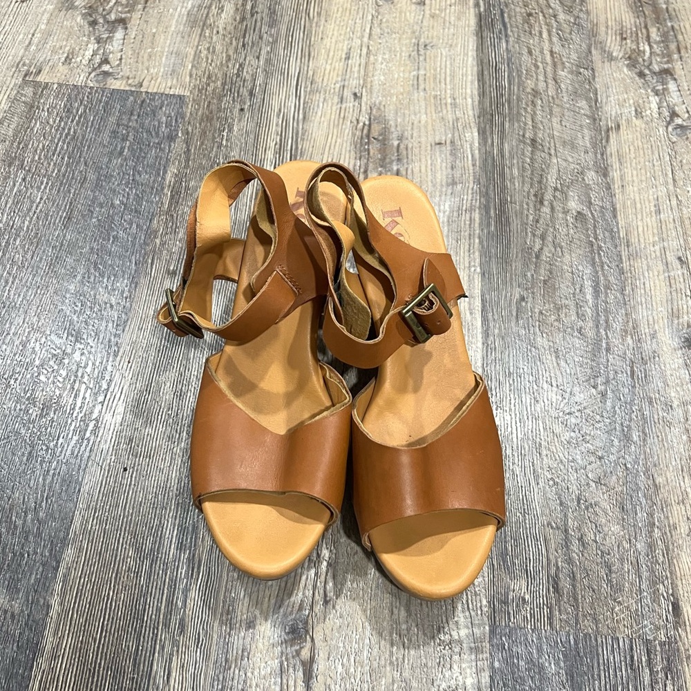 Kork-Ease Brown Leather Open-Toe Slingback Sandals